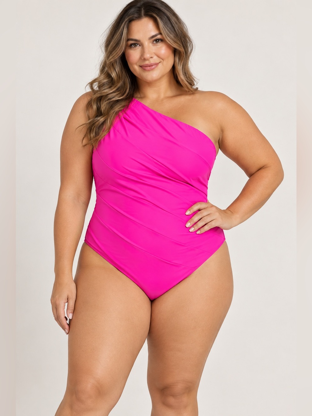 Summersalt The Sidestroke One Piece Swimsuit One Shoulder Pink Size 22 NEW